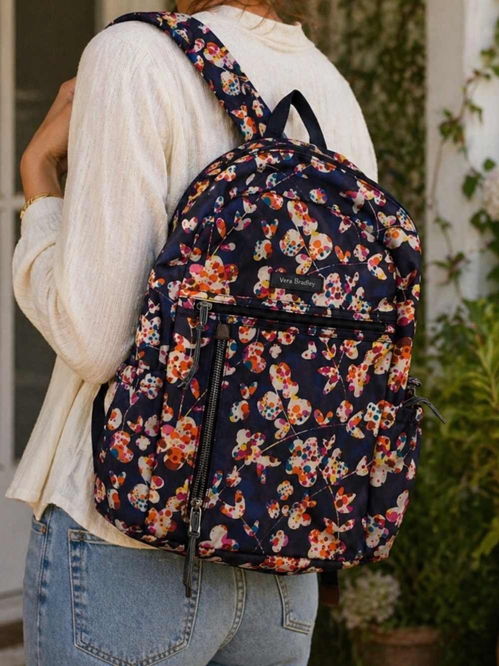 Vera Bradley Butterfly Print Backpack – Navy Multi Color